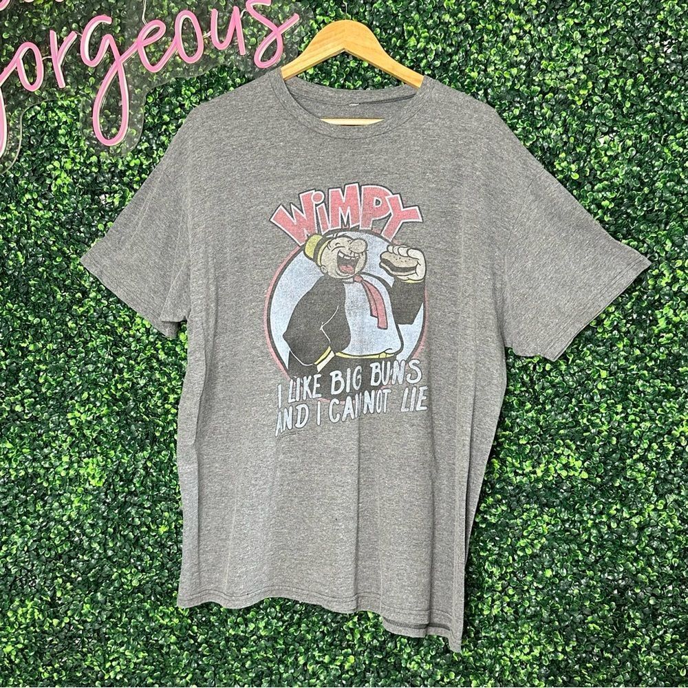 Wimpy Big Buns Cannot Lie Grey Graphic Burger Tee Shirt Sz 2XL